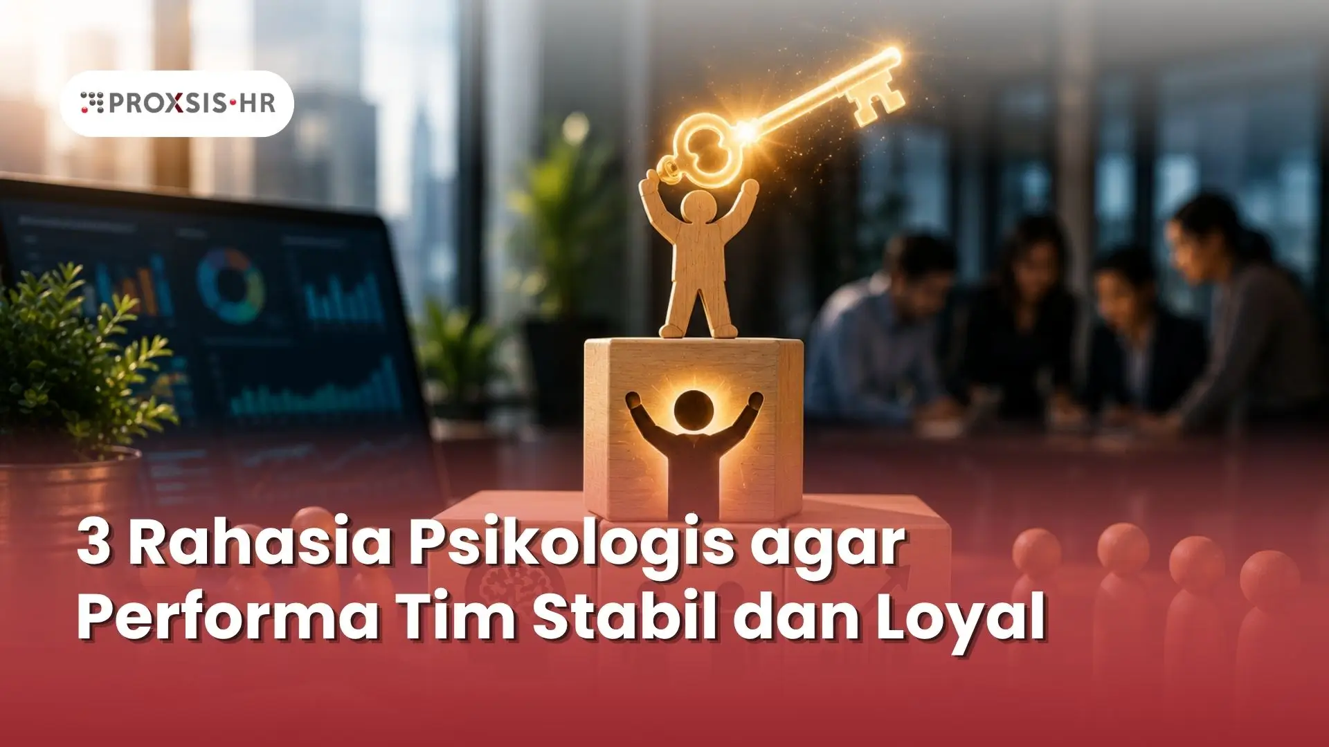 Ilustrasi manajer HR mencari cara meningkatkan kinerja tim di kantor.