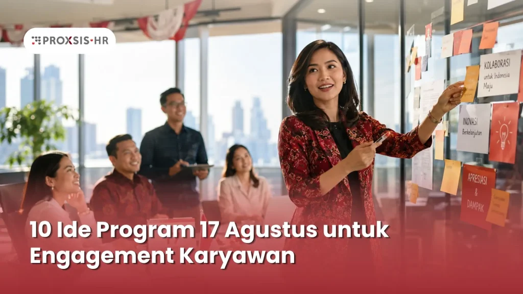 Tim HR merancang ide program 17 Agustus karyawan di kantor.